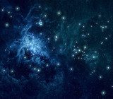 Blue nebula stars background  Na sufit Naklejka