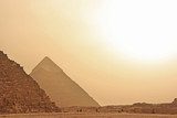 Great Pyramids of Giza in a sand strom, Cairo  Afryka Fototapeta