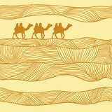 Seamless Pattern With Camels And Sand.  Afryka Fototapeta