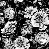 Black and White Floral Seamless Background  Na laptopa Naklejka