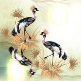Beautiful outdoor background with birds in Chinese style  Na laptopa Naklejka