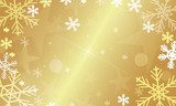 Christmas gold background with snowflakes  Na lodówkę Naklejka