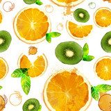 Fruit seamless pattern of orange and kiwi slices  Na lodówkę Naklejka