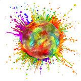Colored paint splashes in round shape  Obrazy do Salonu Obraz