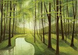 Dark green Forest  Obrazy do Sypialni Obraz