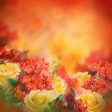 Bouquet of yellow roses, floral background  Obrazy do Sypialni Obraz