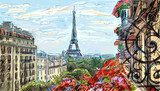 Street in paris - illustration  Obrazy do Sypialni Obraz