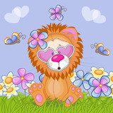 Lion with flowers  Obrazy do Pokoju Dziecka Obraz