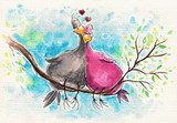 Birds in love  Obrazy do Pokoju Dziecka Obraz