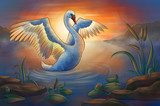 swan on the pond  Obrazy do Pokoju Dziecka Obraz