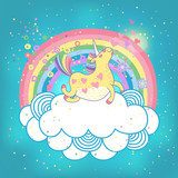 Unicorn rainbow in the clouds  Obrazy do Pokoju Dziecka Obraz