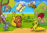 cartoon insects on the meadow  Obrazy do Pokoju Dziecka Obraz
