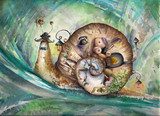 Snail with his house.Picture created with watercolors.  Obrazy do Pokoju Dziecka Obraz