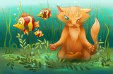 underwater cat doing yoga  Obrazy do Pokoju Dziecka Obraz