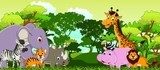 funny animal cartoon with tropical forest background  Obrazy do Pokoju Dziecka Obraz