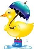 Duck with umbrella in rain  Obrazy do Pokoju Dziecka Obraz