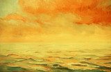 sea landscape with a cloud,  illustration, painting by oil on a  Olejne Obraz