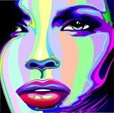 Girl's Portrait Psychedelic Rainbow-Viso Ragazza Psychedelico  Ludzie Obraz