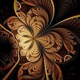 Colorful dark fractal flower, digital artwork  Abstrakcja Fototapeta