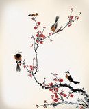 birds painting  Orientalne Fototapeta