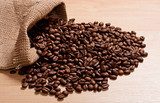 coffee beans in burlap bag  Kawa Fototapeta