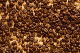 espresso coffee beans on a woven tray  Kawa Fototapeta