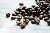 coffee beans on wooden background  Kawa Fototapeta
