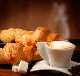 Cappucino i croisant - idealne śniadanie Kawa Fototapeta