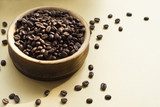 Coffee beans in the wooden bowl  Kawa Fototapeta