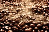Coffee beans with smoke  Kawa Fototapeta