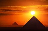 Ancient pyramids in sunset  Zachód Słońca Fototapeta