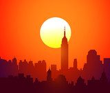 City Sunset-Vector  Zachód Słońca Fototapeta