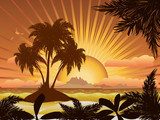 Wakacje na tropikalnej wyspie Zachód Słońca Fototapeta