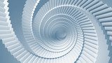 Blue 3d illustration background with spiral stairs perspective  Schody Fototapeta