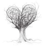 Tree like heart / realistic sketch (not auto-traced)  Drawn Sketch Fototapeta
