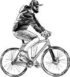 man riding a bicycle  Drawn Sketch Fototapeta