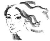 Portrait of beautiful girl. Hand-drawn, sketch  Drawn Sketch Fototapeta