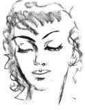 Portrait of beautiful girl. Female silhouette. Sketch  Drawn Sketch Fototapeta