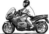 man riding a motorbike  Drawn Sketch Fototapeta