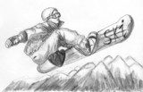 skier skiing illustration  Drawn Sketch Fototapeta