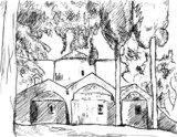 Kirche auf Kreta  Drawn Sketch Fototapeta