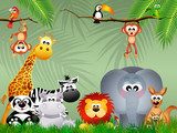Dzikie spotkania w dżungli Fototapety do Pokoju Dziecka Fototapeta