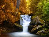 Autumnal landscape with waterfall  Fototapety Wodospad Fototapeta
