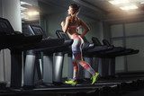 Young woman run on on a machine at the gym  Sport Plakat