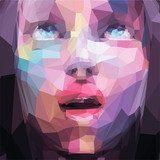 Abstract low poly, pop art portrait girl looking up  Ludzie Plakat