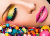 Woman face colourful make-up lips  Ludzie Plakat