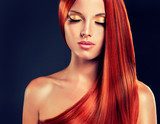 Beautiful model with long red hair  Ludzie Plakat