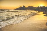 Warm Sunset on Ipanema Beach with People, Rio de Janeiro, Brazil  Pejzaże Plakat