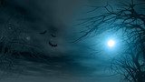 Halloween background with spooky trees  Pejzaże Plakat