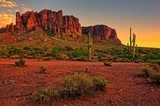Desert sunset with mountain near Phoenix, Arizona, USA  Pejzaże Plakat